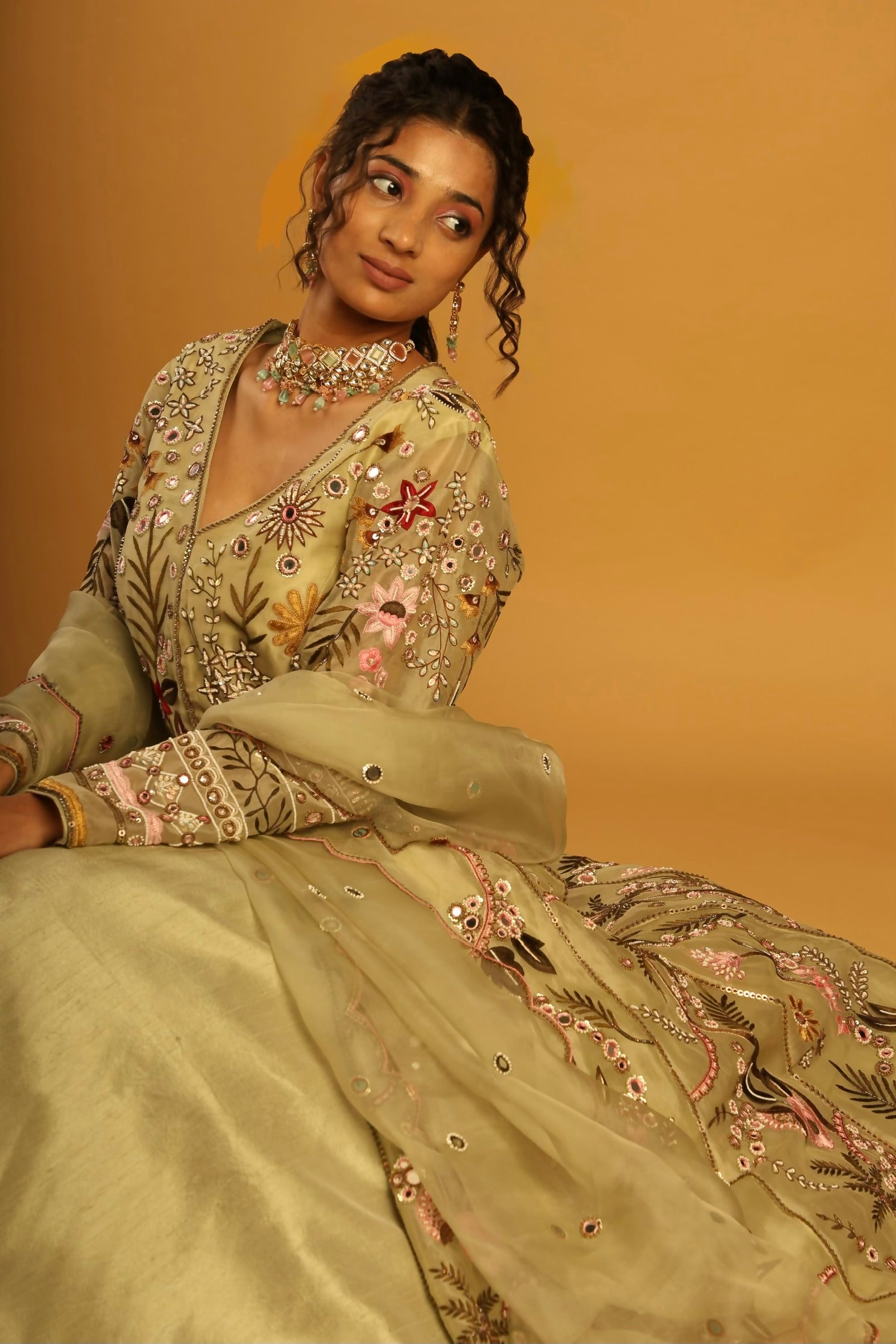 Anarkali cape with lehenga